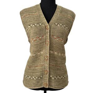VINTAGE Woolrich Green Knit Cotton Sweater Vest Large